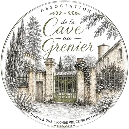 Logo De la Cave au Grenier en version trait, gravure à l'encre