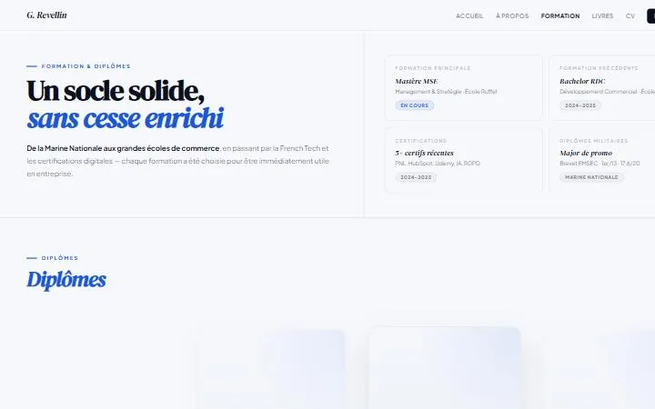Page Formation : Un socle solide, sans cesse enrichi, avec cartes des diplômes